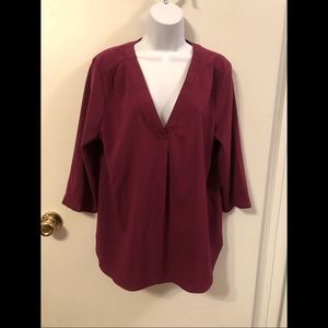 Attention’s Beautiful Burgundy V Neck Blouse.